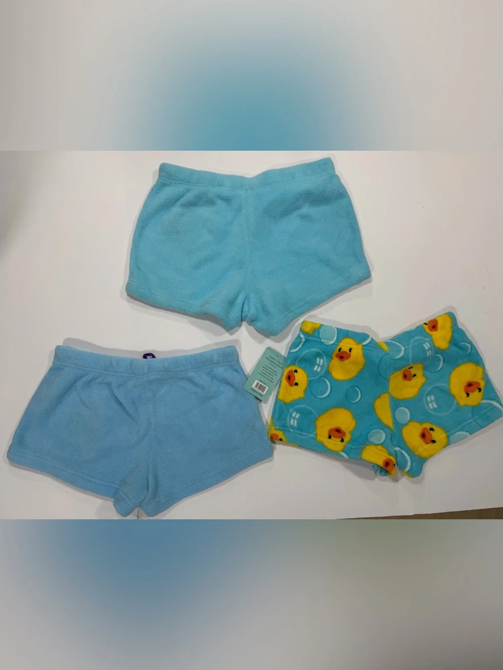 Blue Plush Women’s Shorts with Duck and Frog Details